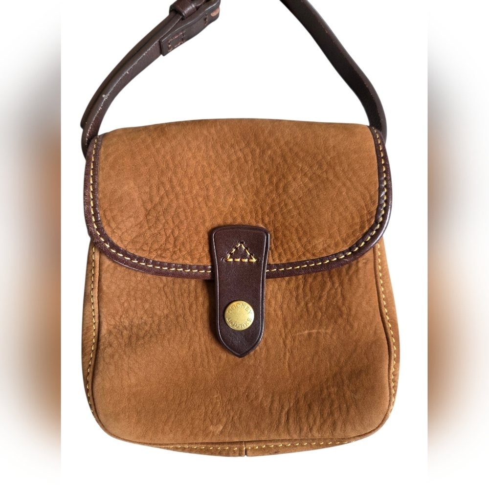 Dooney & Bourke Caramel Chocolate Suede Flap Crossbody Bag - Picture 5 of 16